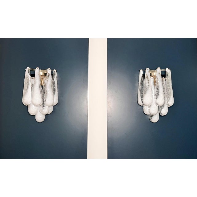 1990s Vintage Glass Petals Drop Wall Sconces, 1990, Set of 2 For Sale - Image 5 of 17