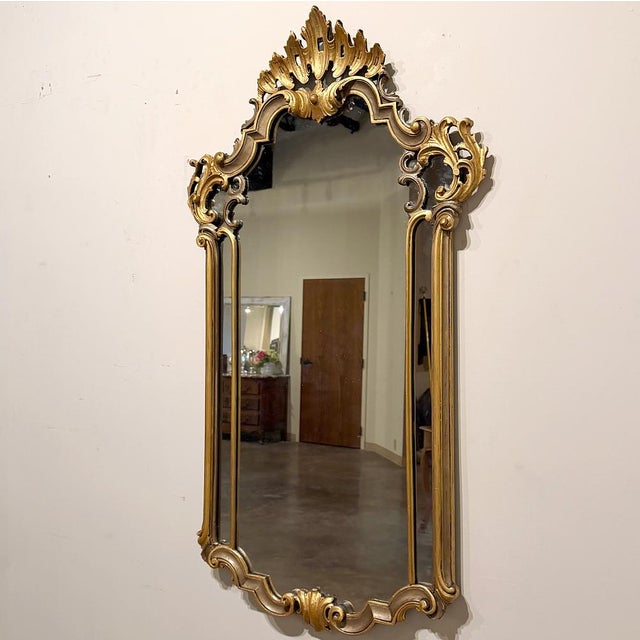 Antique Italian Gilded and Painted Rococo Style Mirror For Sale - Image 4 of 14