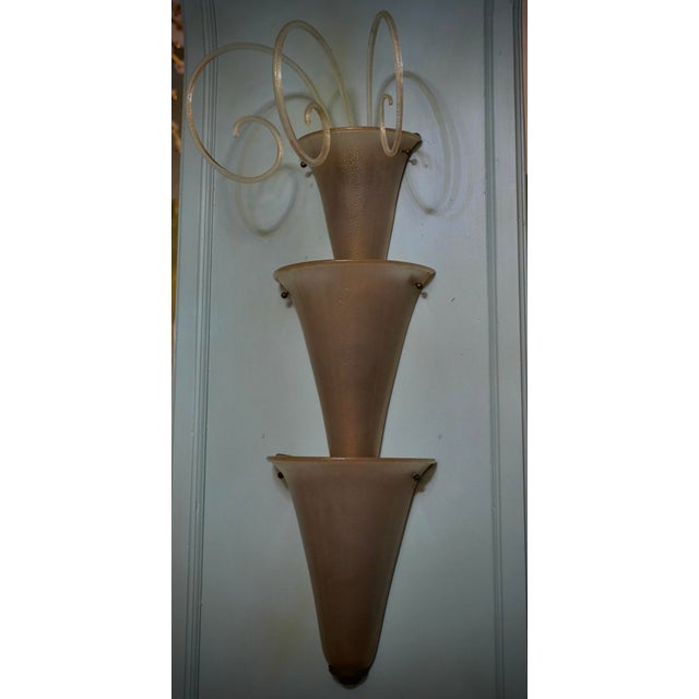 Metal Murano Art Glass and Brass Wall Light, 1990 For Sale - Image 7 of 10