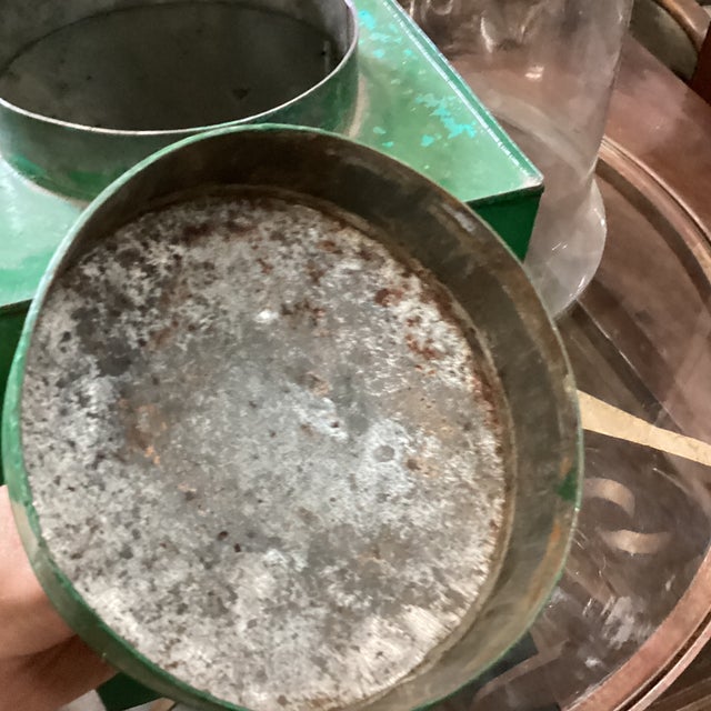 Mid 20th Century Green Biscuit Tin From Indonesia For Sale - Image 9 of 11