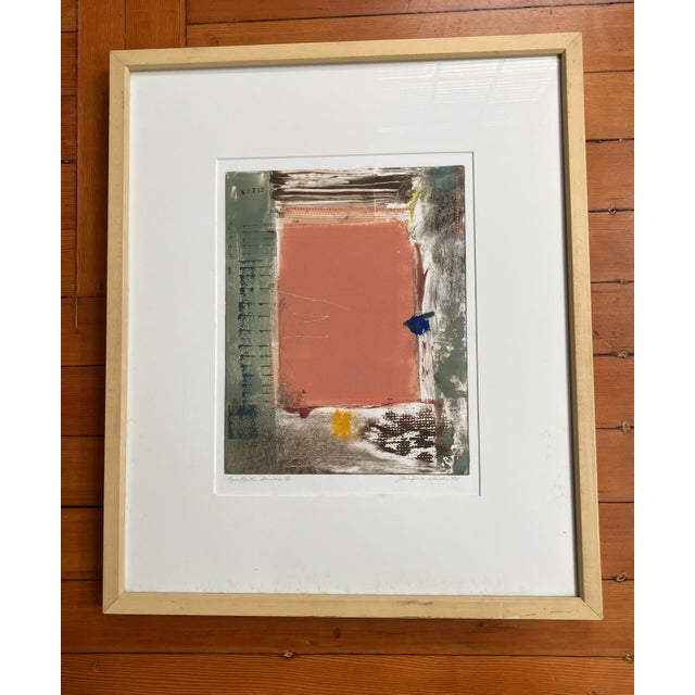 Bold Abstract print titled "Graffiti Series II" by listed Santa Cruz artist Lin Marelick. A combination of peach pink with...