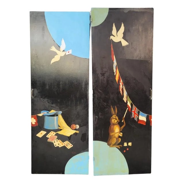 Pair of painted panels "magic", aldo franceschini for max diff, 1970s – france exceptional pair of painted panels, which...