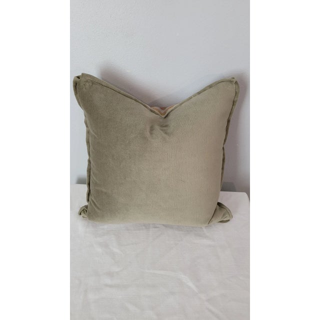 Jane Shelton Buckley Plaid Grey Fabric front fabric. Lime velvet in Pindler. Size: 20" x 20" with flat welt corner...