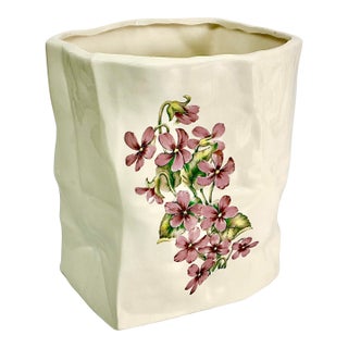 1980s Vintage Boho Chic Hollywood Regency Trompe L’Oeil Paper Bag Vase. For Sale