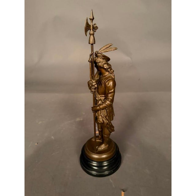 Wood Pair of 19th Century European Bronze-Finished Soldier Figures With Ebonized Bases, Circa 1890 For Sale - Image 7 of 18
