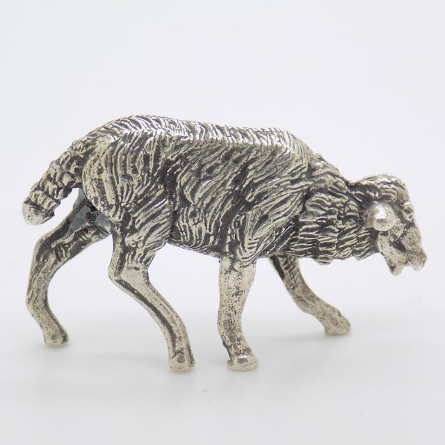 Italian Vintage Italian Handmade Genuine Silver Detailed Sheep Figurine Miniature For Sale - Image 3 of 9