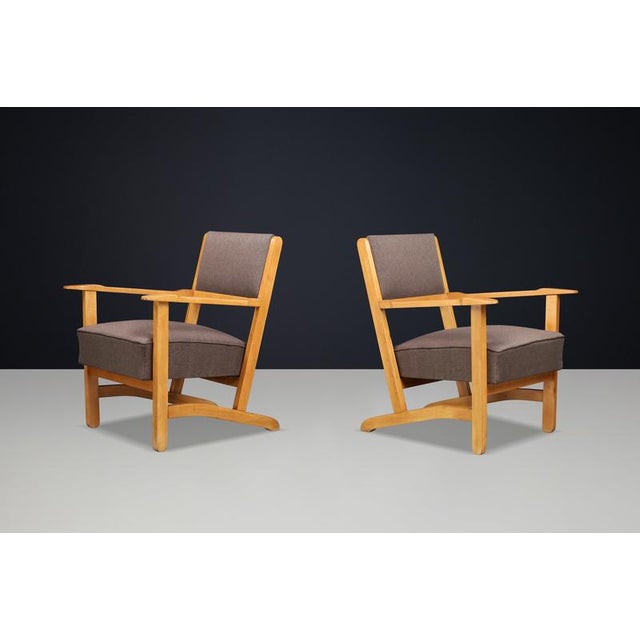 Wood Sculptural European Beech Lounge Armchairs, 1960s, Set of 2 For Sale - Image 7 of 10