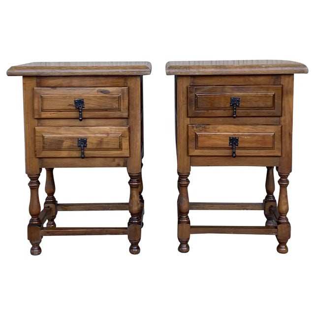 20th Century Spanish Nightstands With Iron Hardware - a Pair For Sale - Image 12 of 12