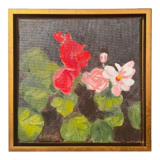 George T. Chakos' Little Gem Series: "Begonias Beginning", Framed For Sale