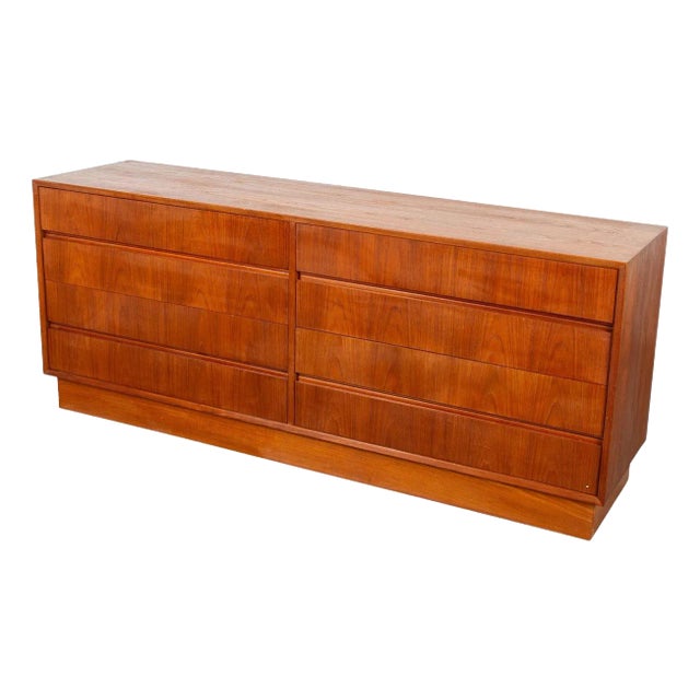 1960s Danish Mid-Century Modern Long Teak Dresser For Sale