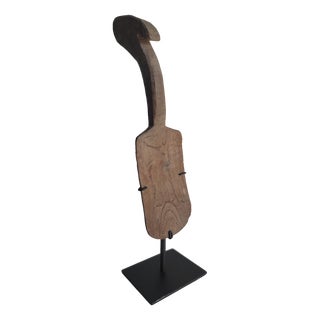 Teak Grain Spoon Mounted on Base For Sale