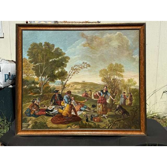 Mid 20th Century Large Monumental Goya Style Picnic Painting For Sale - Image 15 of 17