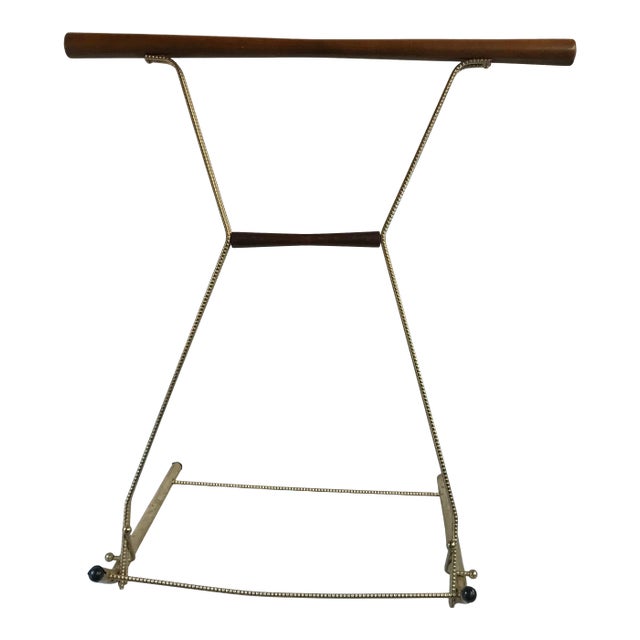 Mid Century Lee Rowan 24k Plated and Teak Valet For Sale