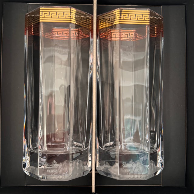 Glass Medusa Dor Longdrink Glasses by Versace for Rosenthal, 1990s, Set of 2 For Sale - Image 7 of 7