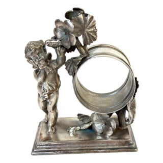 Victorian Figural Silver- Plated Cherub Napkin Ring by Simpson, Hall & Miller For Sale