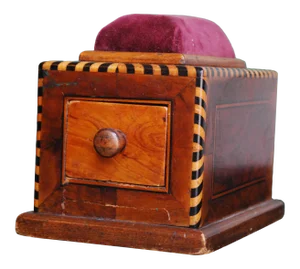 Wooden Inlay Pin Cushion Box With Drawer