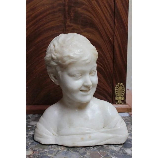 Child's Bust, 20th Century, Marble For Sale - Image 9 of 9