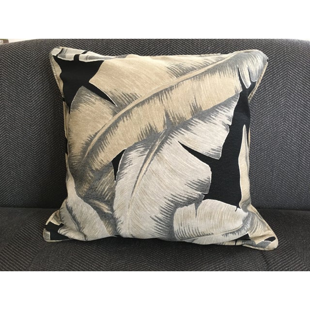 2010s Mid-Century Banana Tree Leaf Chris Stone Design Pillow For Sale - Image 5 of 5