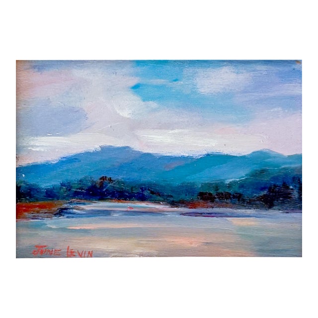 Late 20th Century June Levin Small Oil Painting on Board, Signed, Framed For Sale
