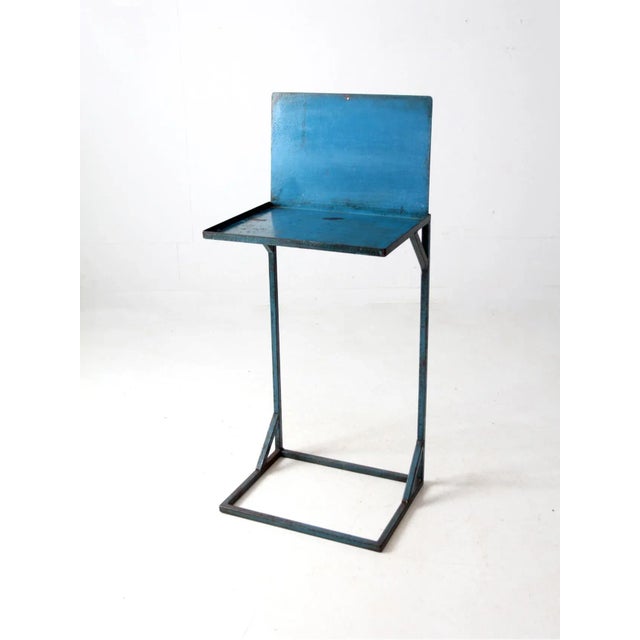 Blue Vintage Industrial Blue Metal Standing Desk For Sale - Image 8 of 11