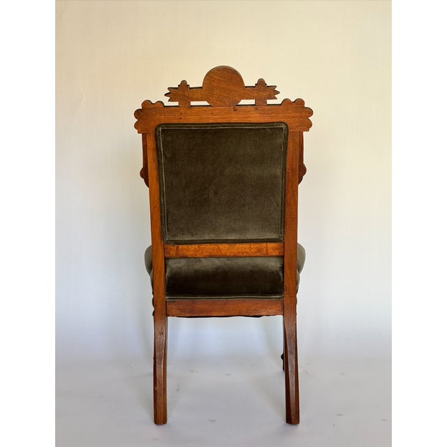 Early 20th Century 1900s Antique Side Chair With Velvet Upholstery For Sale - Image 5 of 5
