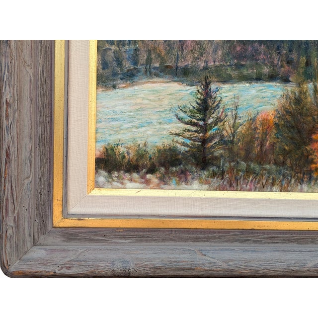 Green Robert Boyle “First Snowfall” Naturalistic Winter Mountain Landscape of a River Through Trees, 1990 For Sale - Image 8 of 11