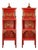 Pair of Vintage Louis XVI Style Chinoiserie Red Lacquer Display Cabinets For Sale