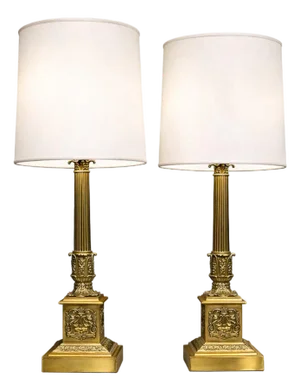 Pair of Neoclassical Revival Bronze Table Lamps With Sculptural Classical Bases and New Linen Shades, 1920-1930s