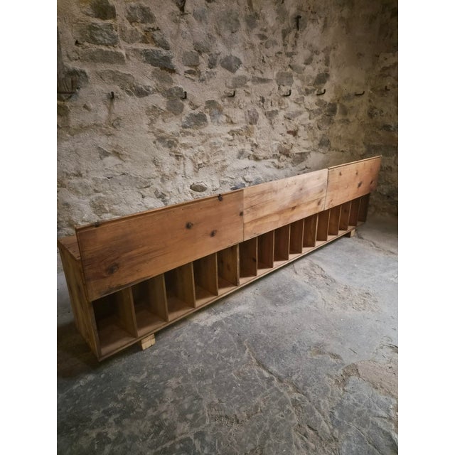 Antique French Industrial Pine Storage Bench, 1890s For Sale - Image 4 of 18