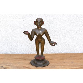 Antique Indian Cinnabar Bronze Apsara Statue For Sale