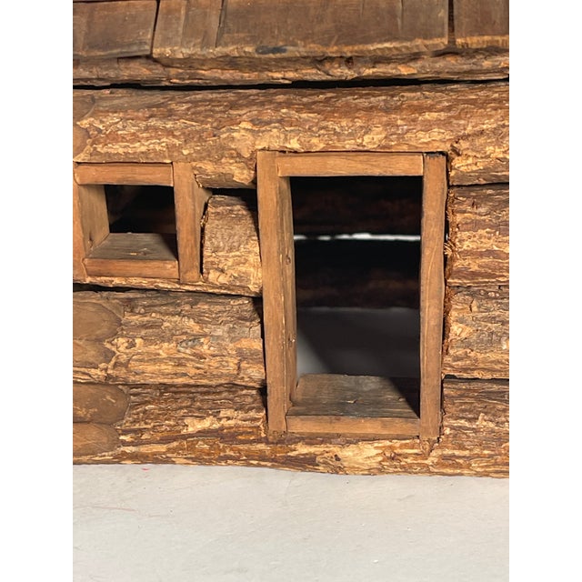 Wood Antique American Folk Art Dollhouse Log Cabin For Sale - Image 7 of 7