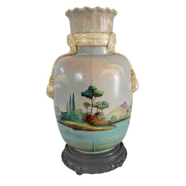 Vintage Japanese Nippon Morimura Style Gold Gilt Landscape Vase For Sale - Image 4 of 13