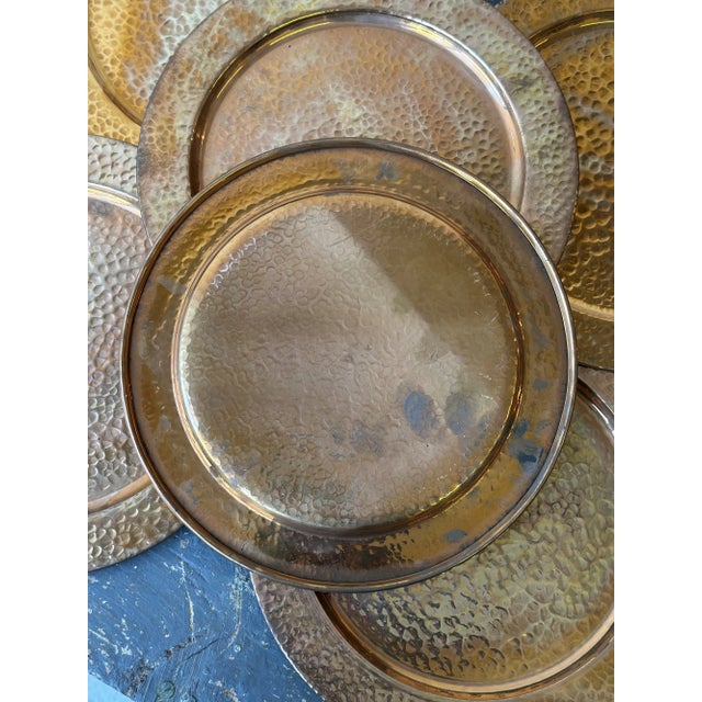 Vintage Hammered Copper Chargers, Set of Six, Circa 1970s-80s For Sale - Image 9 of 11