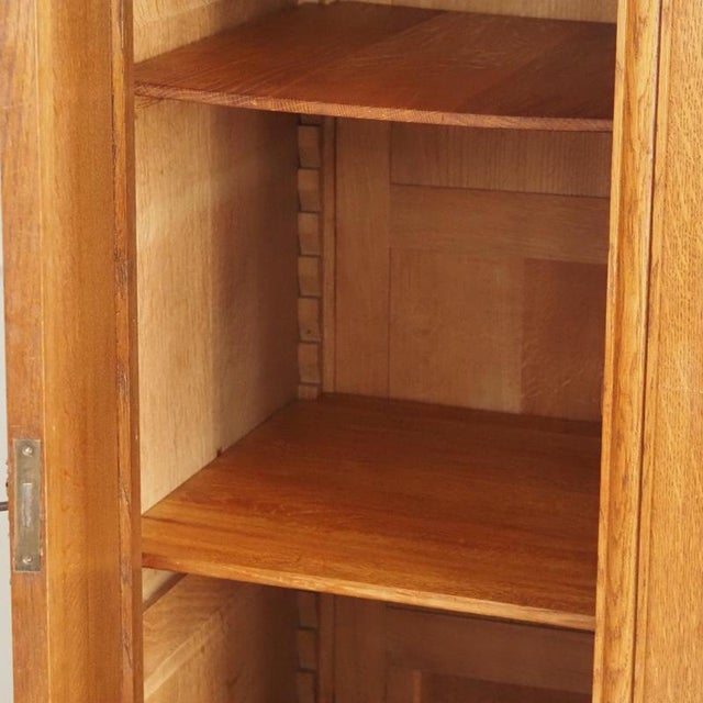 Large Art Nouveau 3-Door Wardrobe in Oak with Oval Mirror For Sale - Image 13 of 18