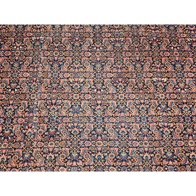 Textile Vintage Persian Bidjar Rug, All-Over Herati Geometric Pattern, in Midnight Blue & Rust-Red, 9’ X 12’ For Sale - Image 7 of 12