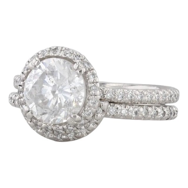 2.20ctw Round Diamond Halo Engagement Ring Wedding Band Bridal Platinum Egl, Size 6.25 For Sale
