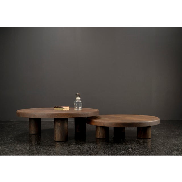 Brown Brutalist Oak Tables, 1960s, Set of 2 For Sale - Image 8 of 18