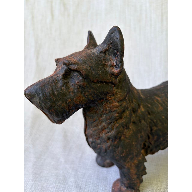 Figurative Antique Hubley Cast Iron Scottie Terrier Door Stop For Sale - Image 3 of 15