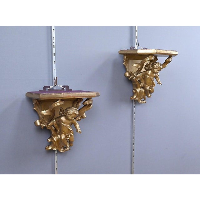 Late 19th Century Gilt Wood Wall Sconces, Set of 2 For Sale - Image 4 of 18