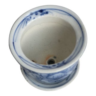 1980s Blue and White Flowers Porcelain Planter For Sale
