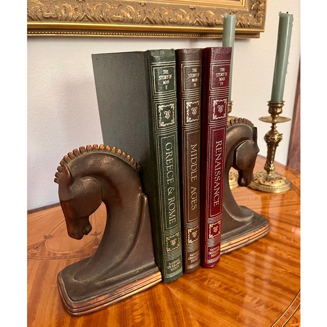 Art Deco 1930s Art Deco Bronze/Copper Horse Bookends For Sale - Image 3 of 11