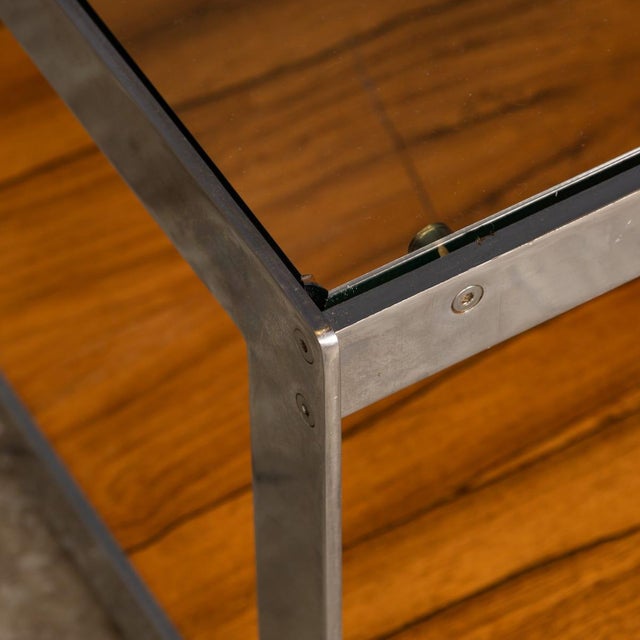 Vintage English Chrome, Glass and Wood End Table from Merrow Associates, 1960s For Sale - Image 11 of 15