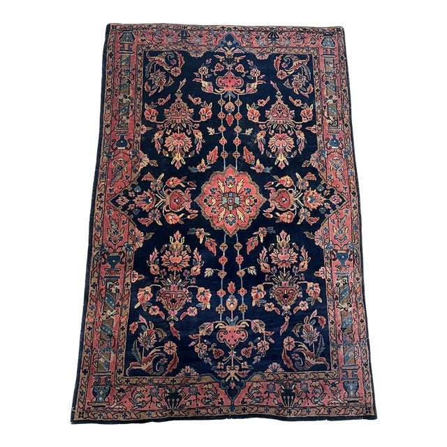 Antique Persian Sarouk Mahajiran Rug 3.2' X 5.1' (97cm X 155cm) 1900s For Sale