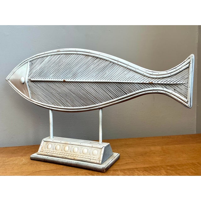 Vintage Washed Pencil Reed Fish Sculpture For Sale In West Palm - Image 6 of 12