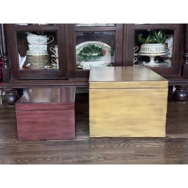 Ethan Allen Vintage Ethan Allen Large Decorative Storage Trunks - a Pair For Sale - Image 4 of 12