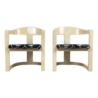 1980s Karl Springer Onassis Goatskin Chairs - A Pair For Sale