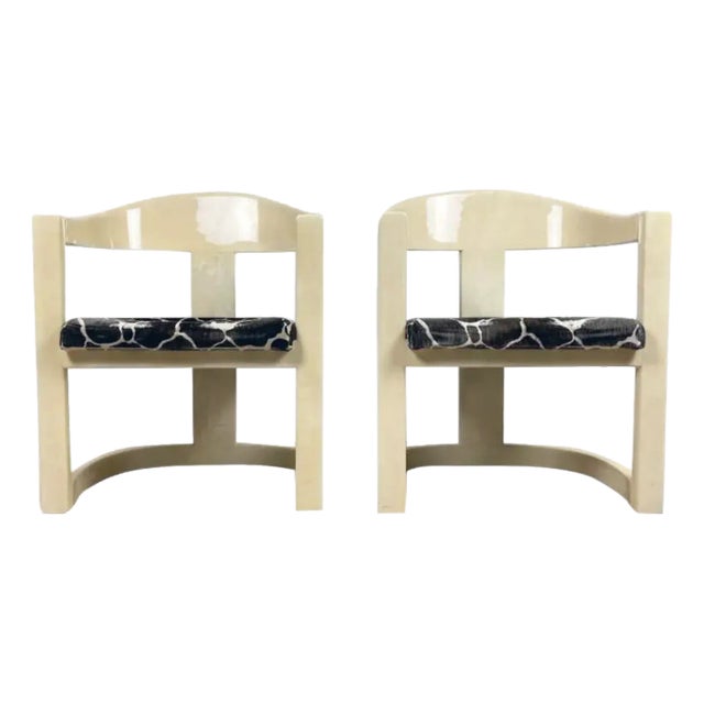 1980s Karl Springer Onassis Goatskin Chairs - A Pair For Sale