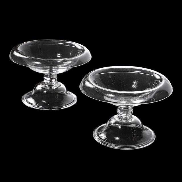 Steuben Pair of Mid-Century Modernist Footed Tazas Signed Steuben For Sale - Image 4 of 14