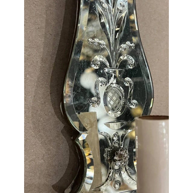 Edward F. Caldwell & Co. 1900's Caldwell Ethced Mirror One Light Sconces - a Pair For Sale - Image 4 of 8