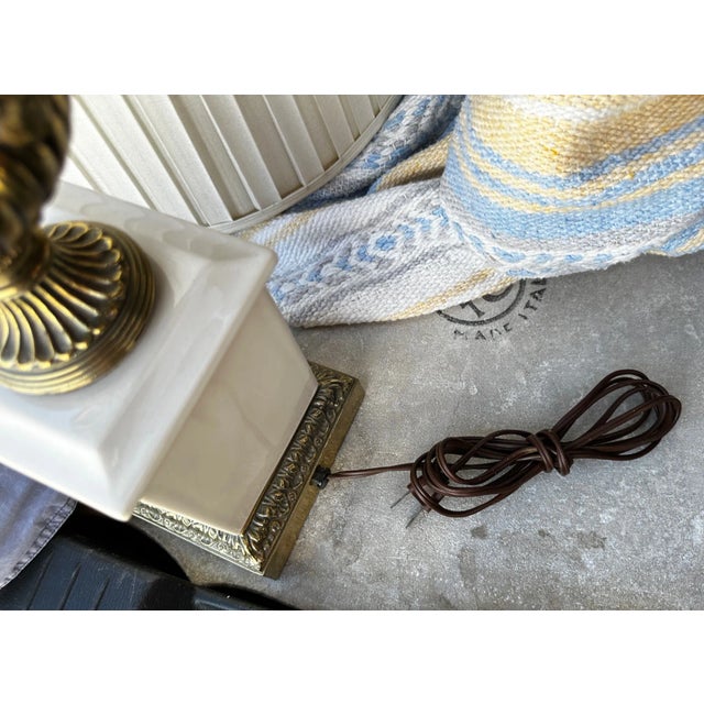 Vintage Westwood Industries White Porcelain/Brass Table Lamp For Sale - Image 10 of 11